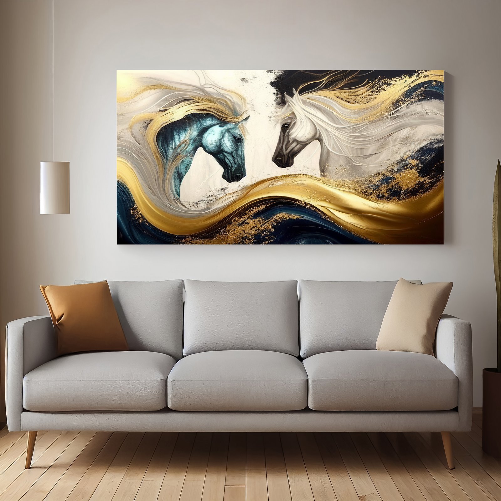 Imagine Two Horse Premium Canvas Wall Painting decorative masterpiece for home decor